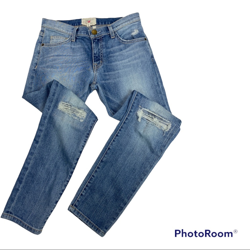 Jeans Current Elliot Womens The Fling Heirloom Repair Slim Boyfriend Jeans